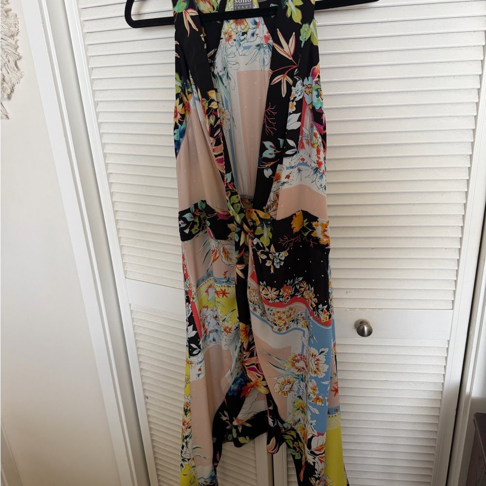 New York & Company Floral Patchwork Dress in Black, Blue, Yellow tunic/ dress.